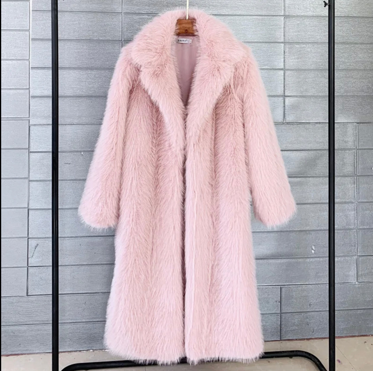 Long thick faux fur coat