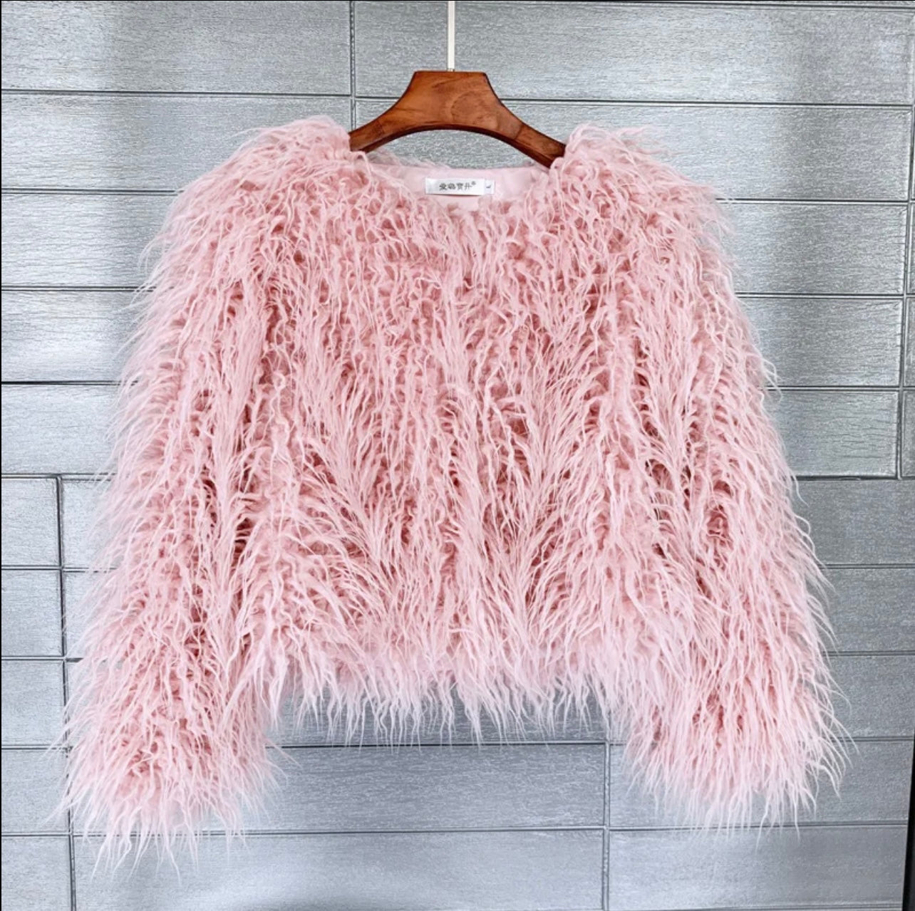 Sheep wool faux fur coat short