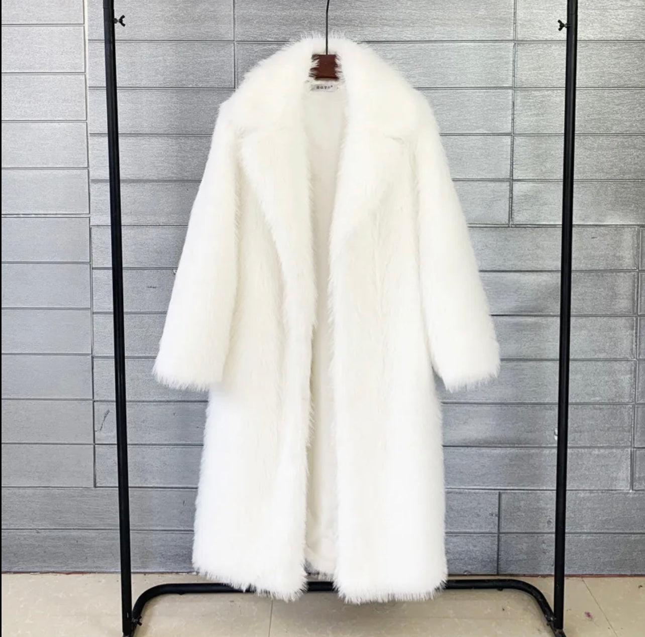 Long thick faux fur coat