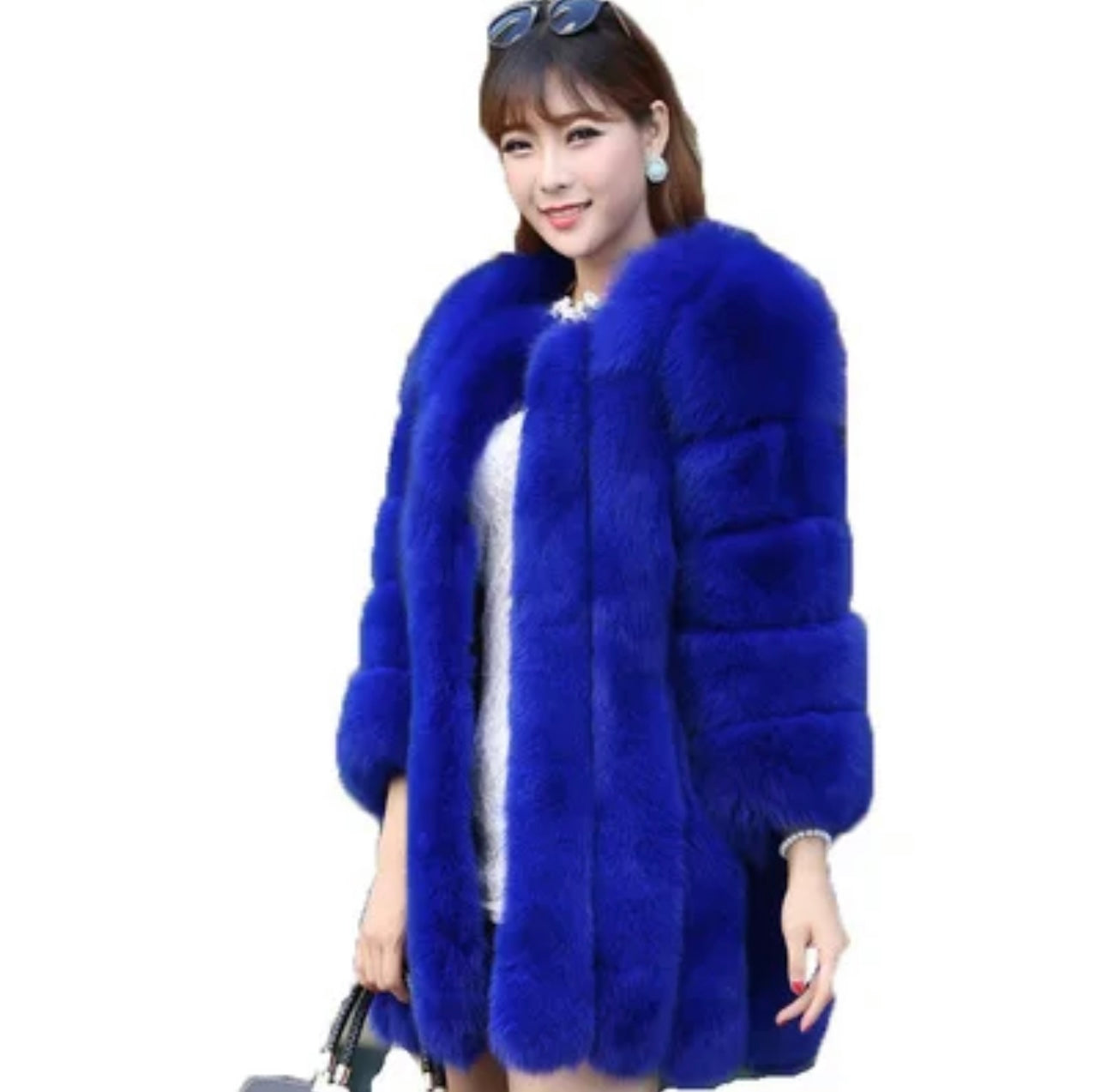 Full faux fur coat waist length