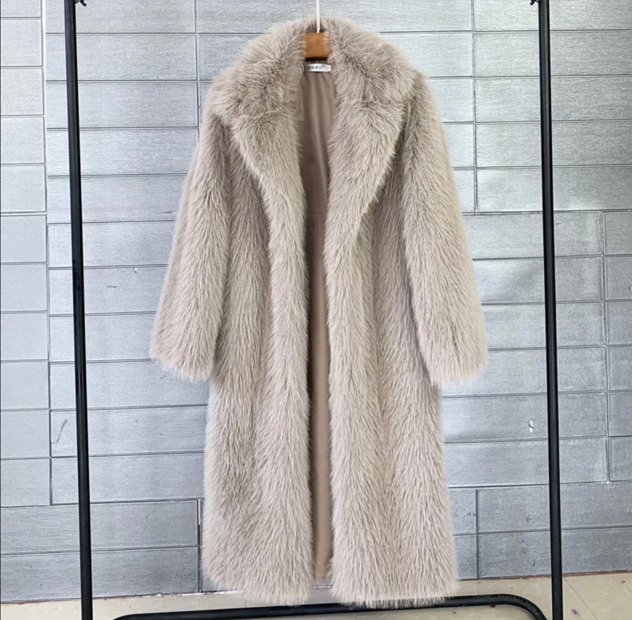 Long thick faux fur coat