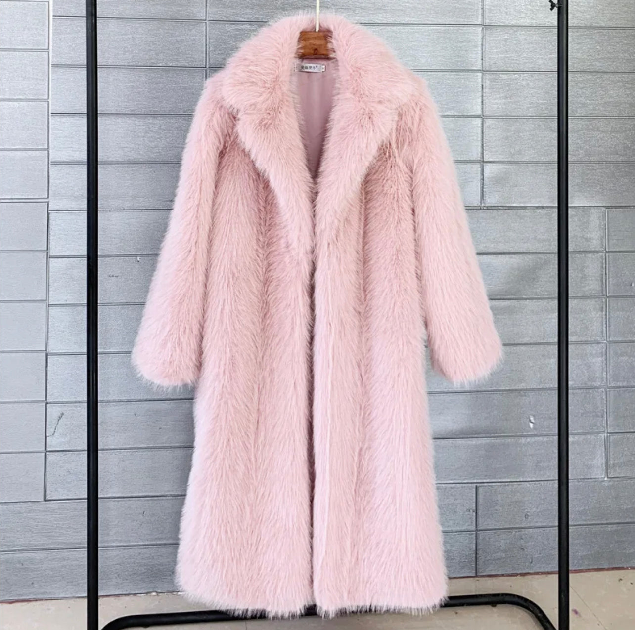 Long thick faux fur coat