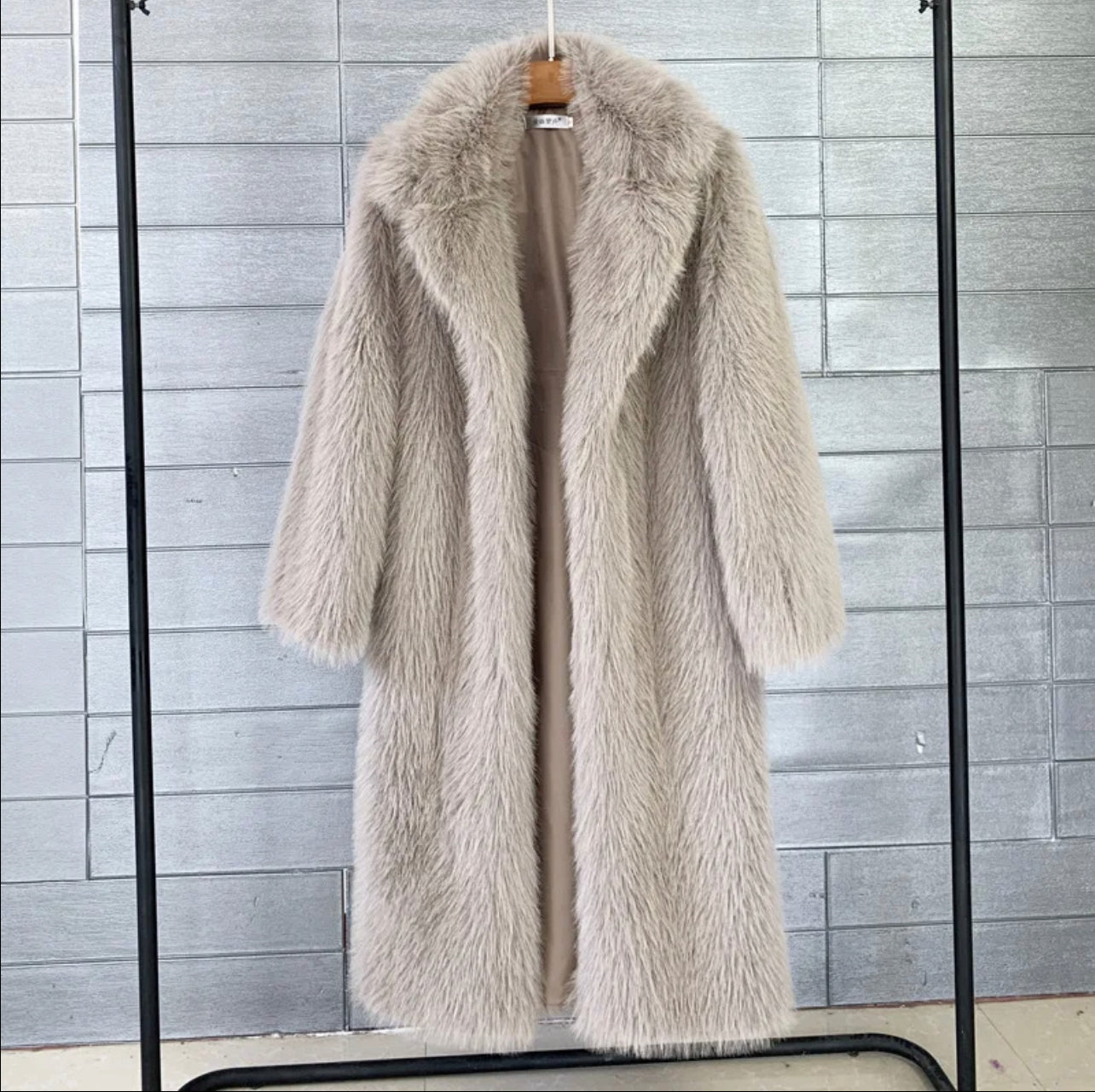 Long thick faux fur coat