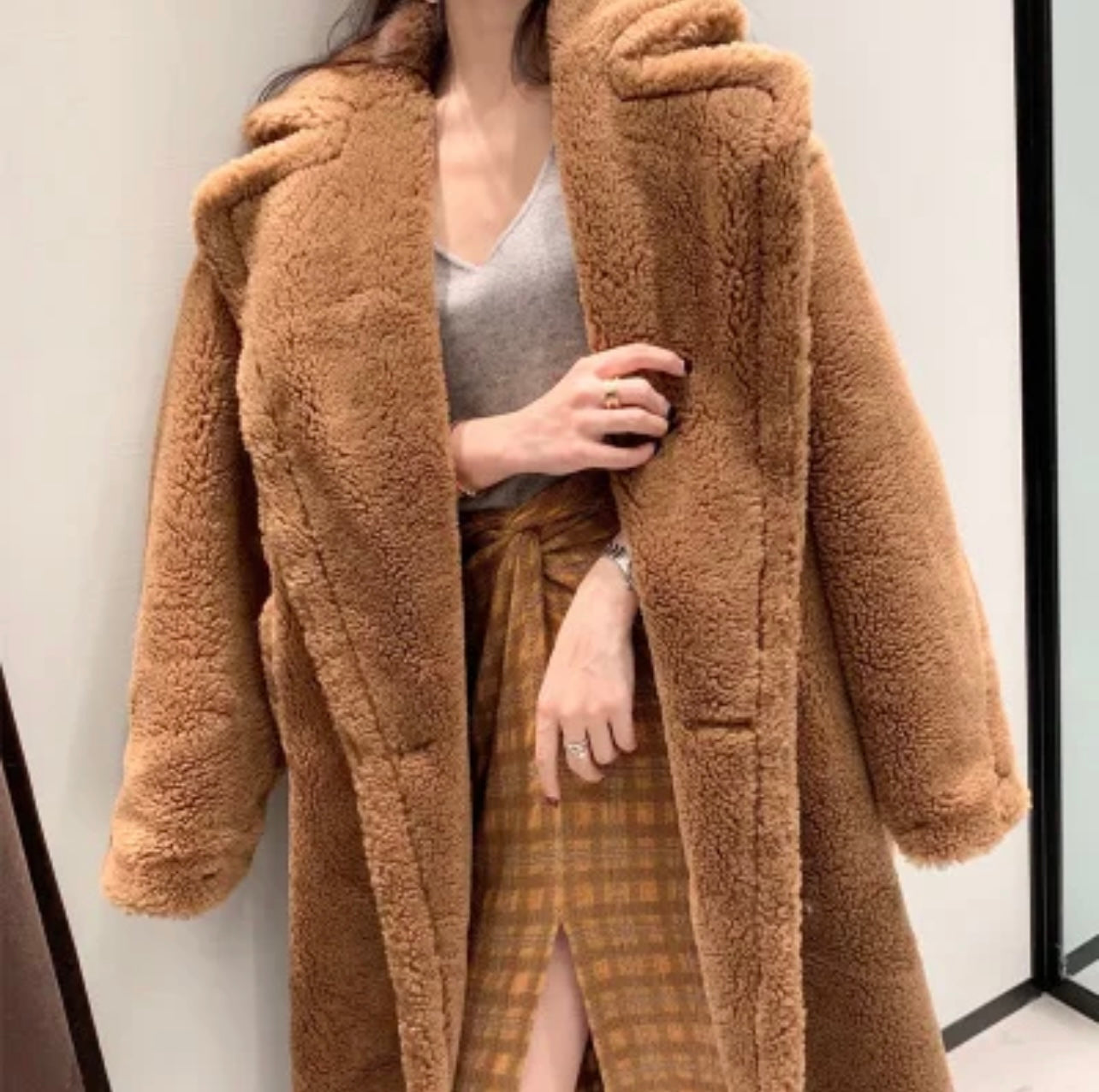 Long Wool bear fur coat