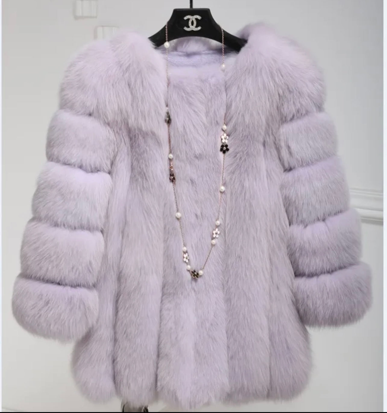 Full faux fur coat waist length