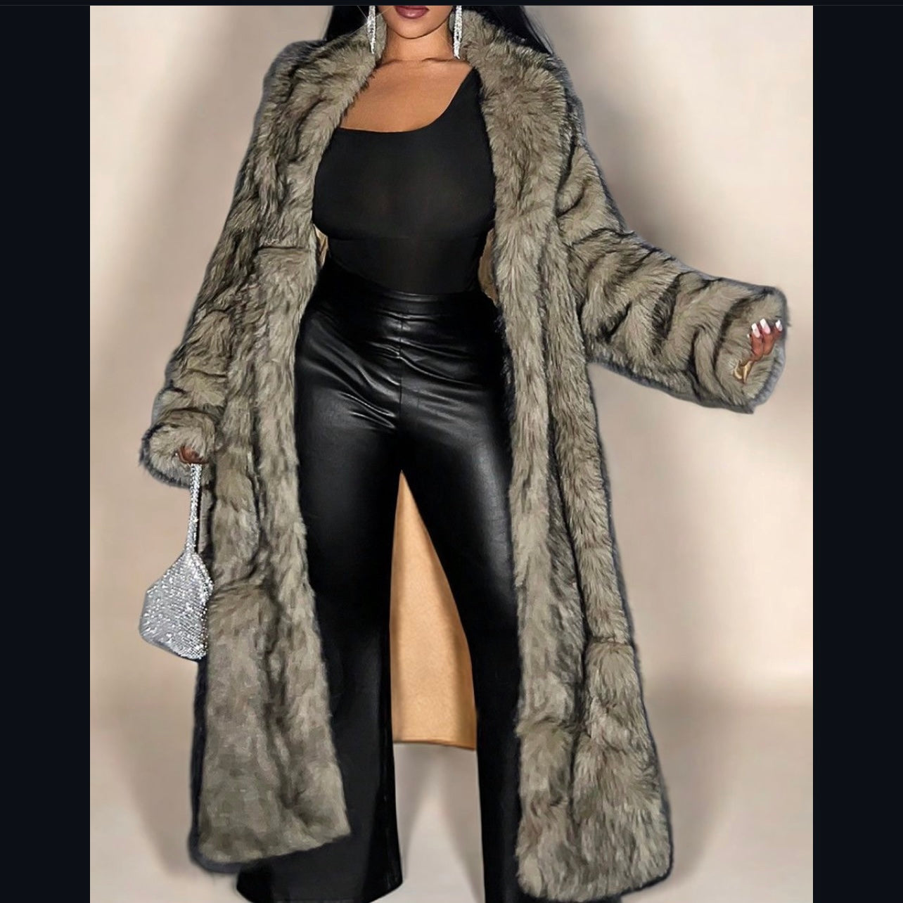 Wolf faux fur coat